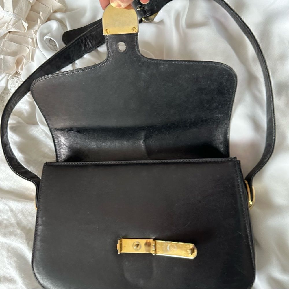 Gucci black leather web accent and gold GG lock shoulder - Picture 10 of 16